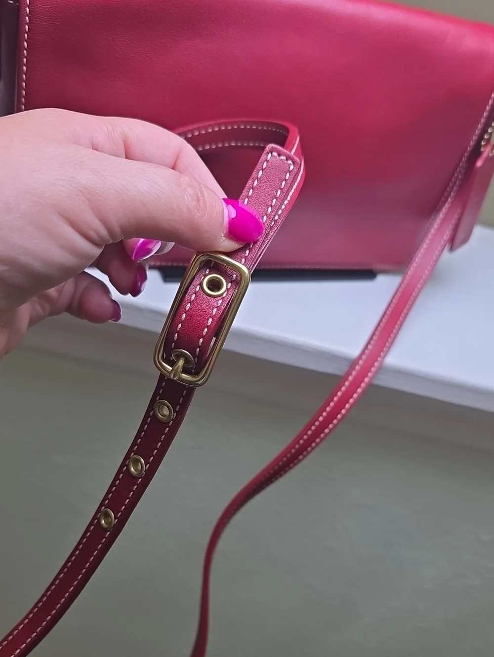 COACH 9599 Vintage Red Leather Legacy West Demi Flap Crossbody EUC